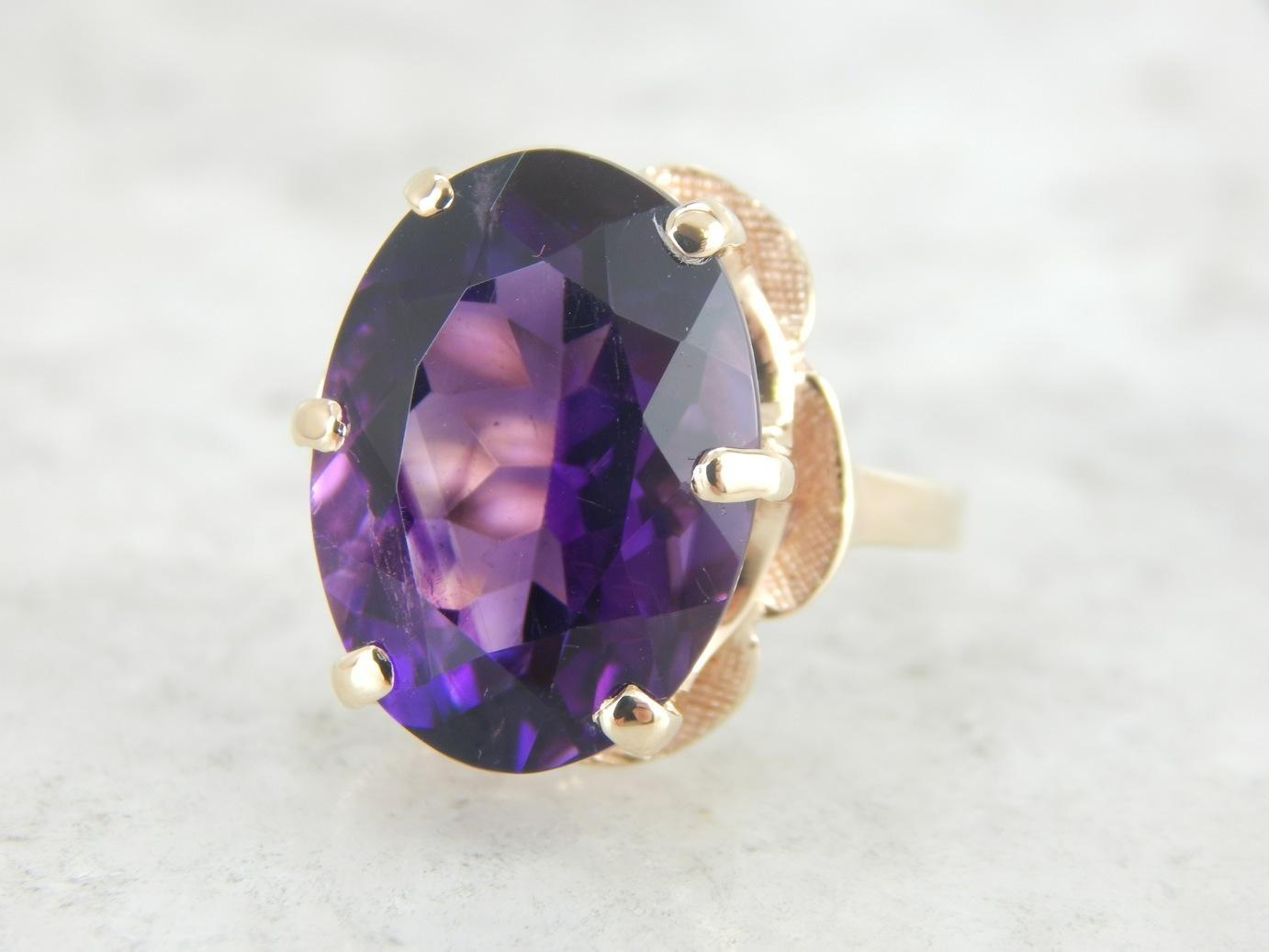 Buy 14 K White Gold Deep Purple Amethyst Diamond Ring Online in India - Etsy
