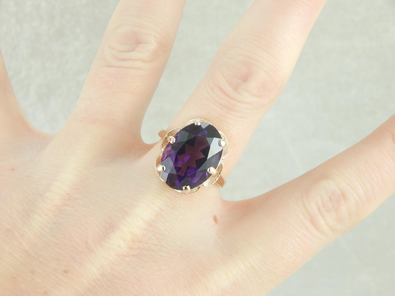 Bold Deep Purple, Framed Amethyst Cocktail Ring