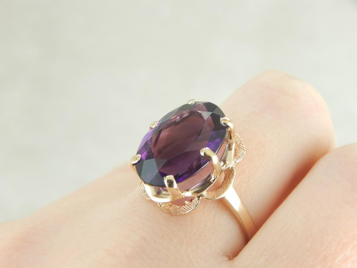 Bold Deep Purple, Framed Amethyst Cocktail Ring