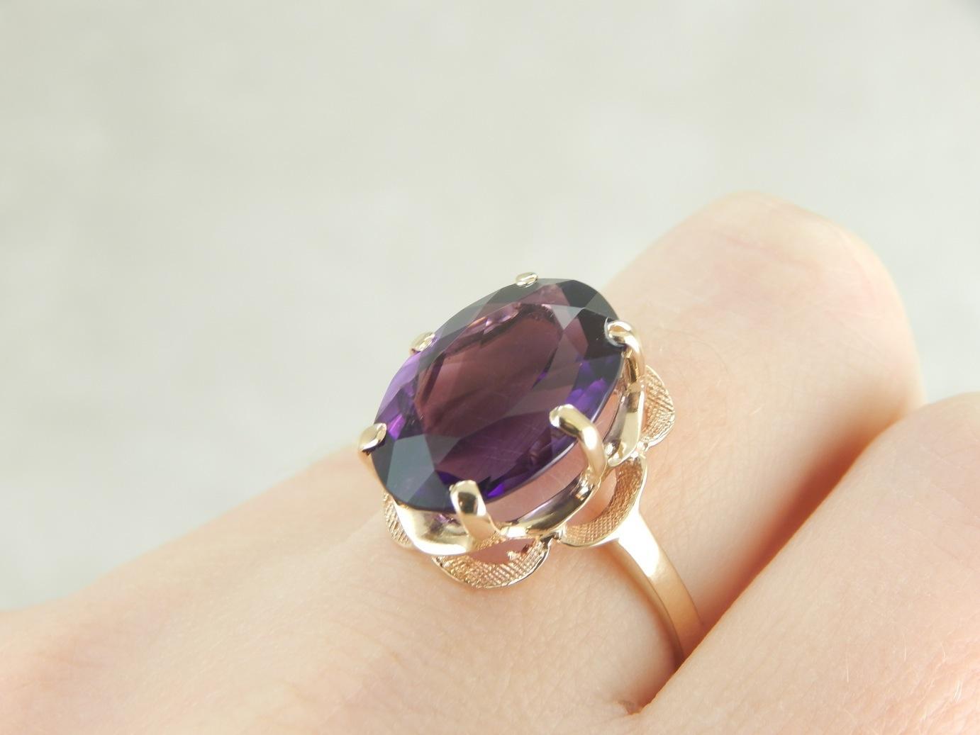 Bold Deep Purple, Framed Amethyst Cocktail Ring