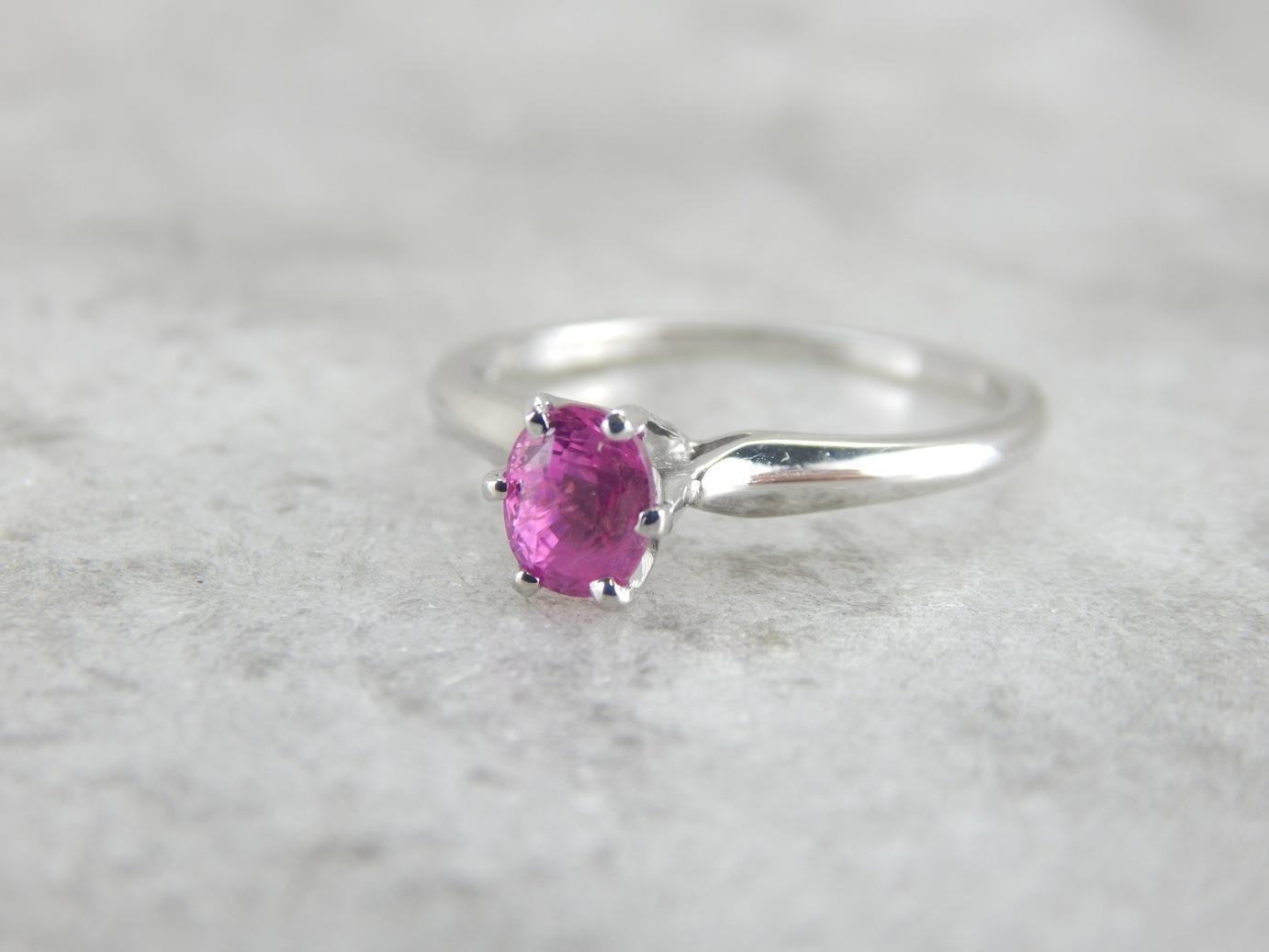 Perfectly Pink Sapphire and Platinum Engagement Ring