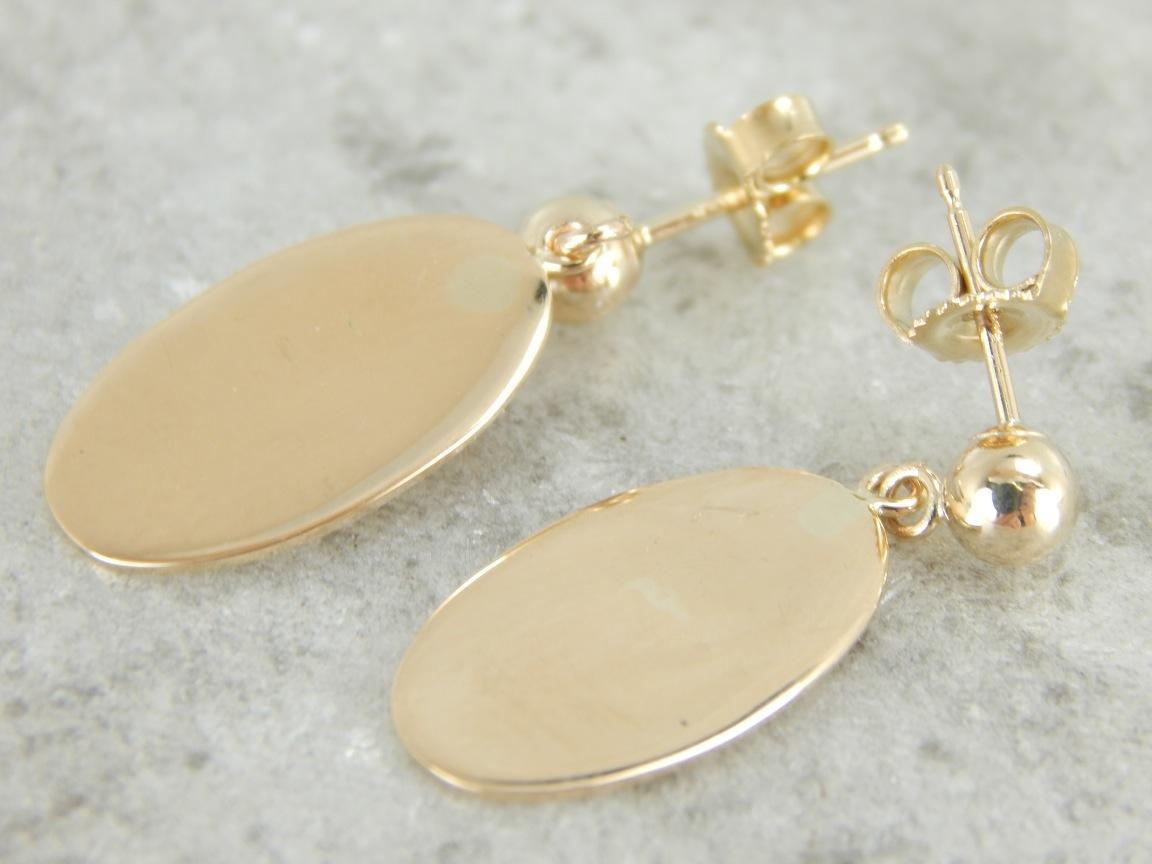 Simple, Sophisticated Gold Oval Drop Earrings