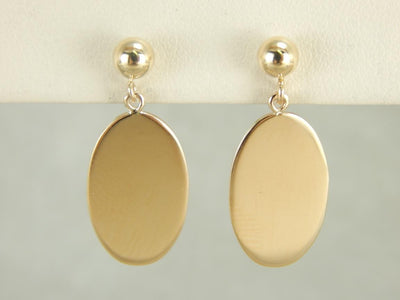 Simple, Sophisticated Gold Oval Drop Earrings