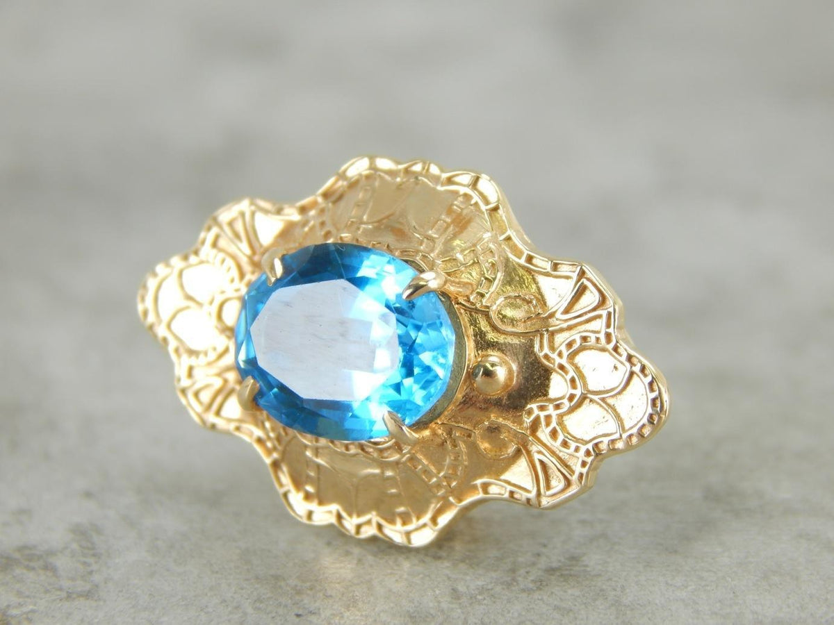 Colgante deslizante adornado con topacio azul