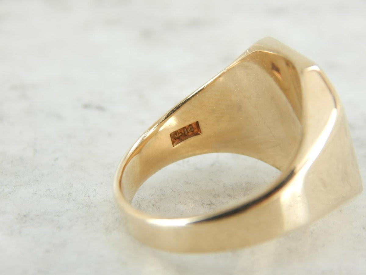 Vintage Polished Gold Signet Ring, "EAB" Monogram