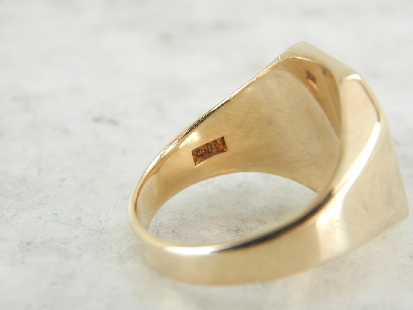 Vintage Polished Gold Signet Ring, "EAB" Monogram