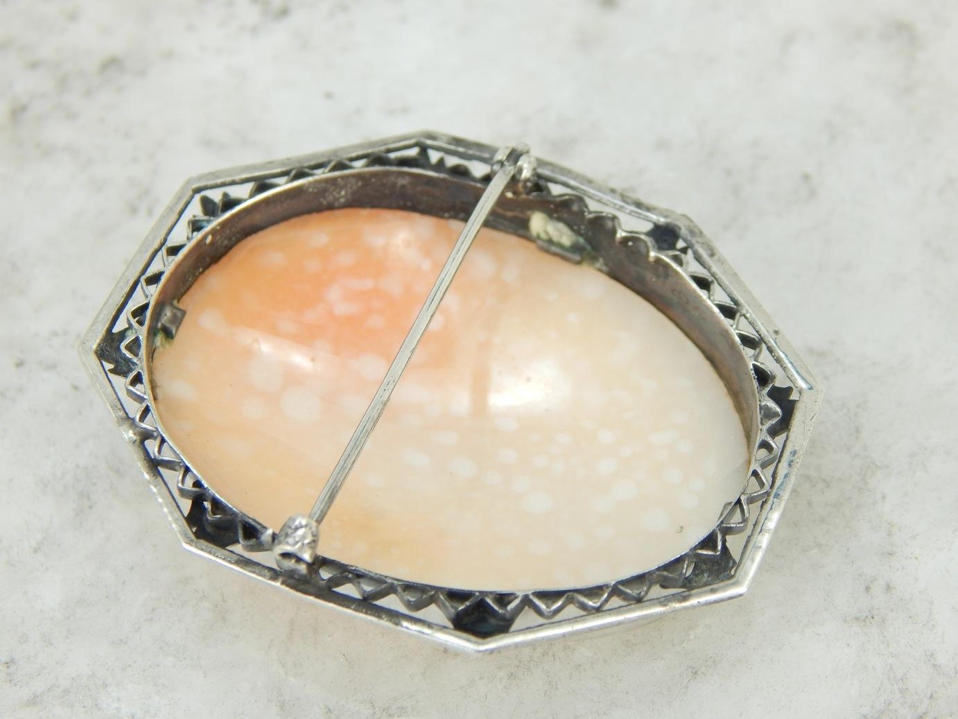 Vintage Sterling Silver Cameo Brooch