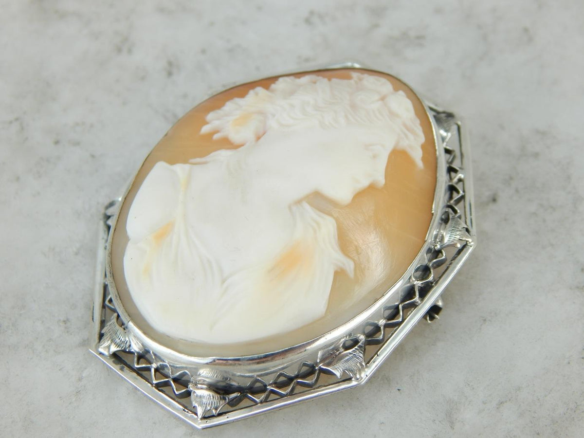 Vintage Sterling Silver Cameo Brooch