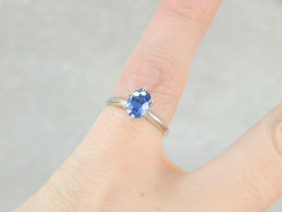 Stunning Oval Sapphire Solitaire Engagement Ring