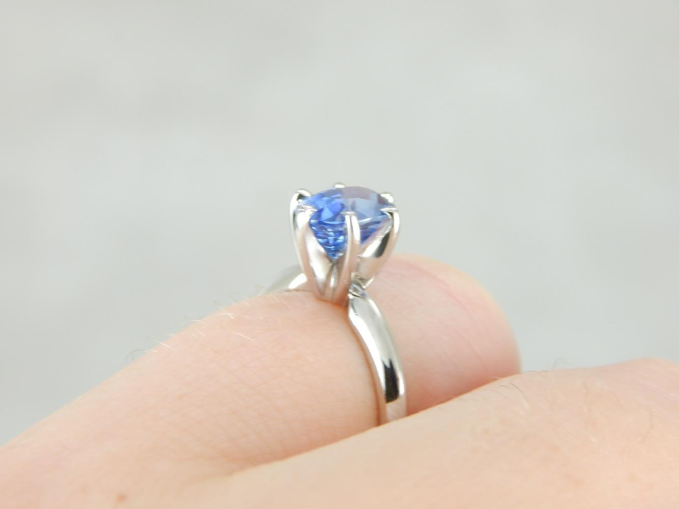 Stunning Oval Sapphire Solitaire Engagement Ring