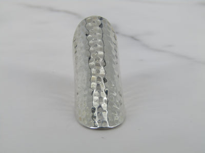 Hammer Finished Silver Shield Ring