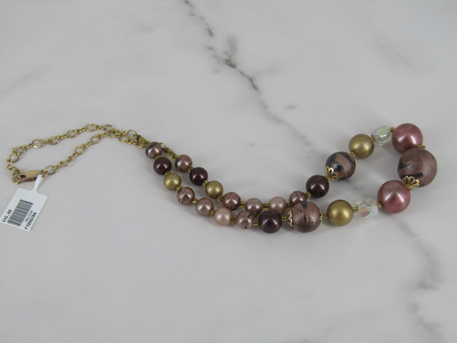 Round And Faceted Bead Necklace