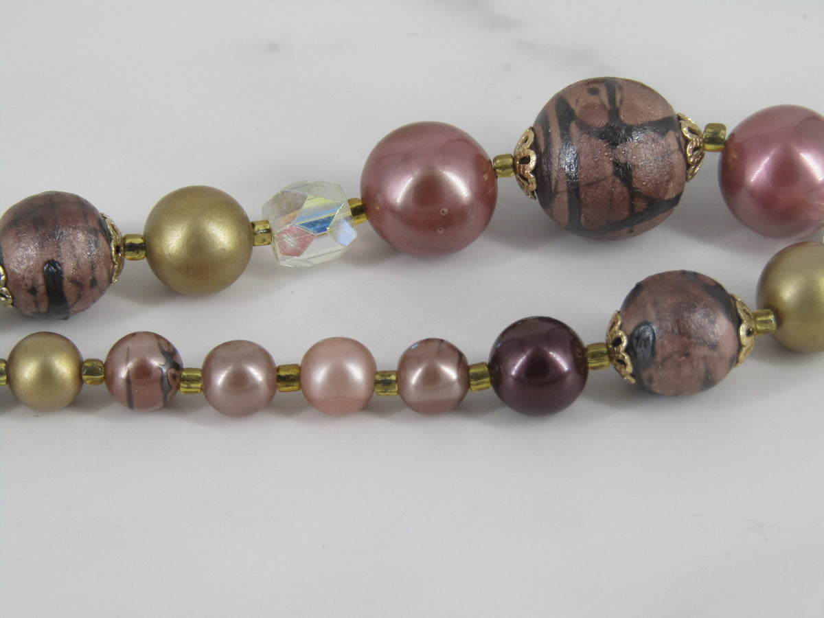 Round And Faceted Bead Necklace