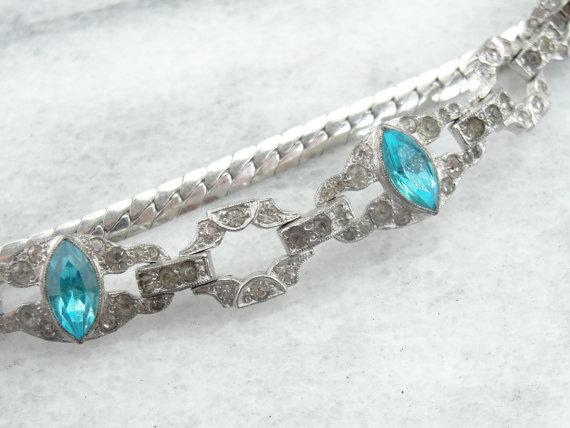 Pulsera de diamantes de imitación azul brillante de traje fino de la era retro