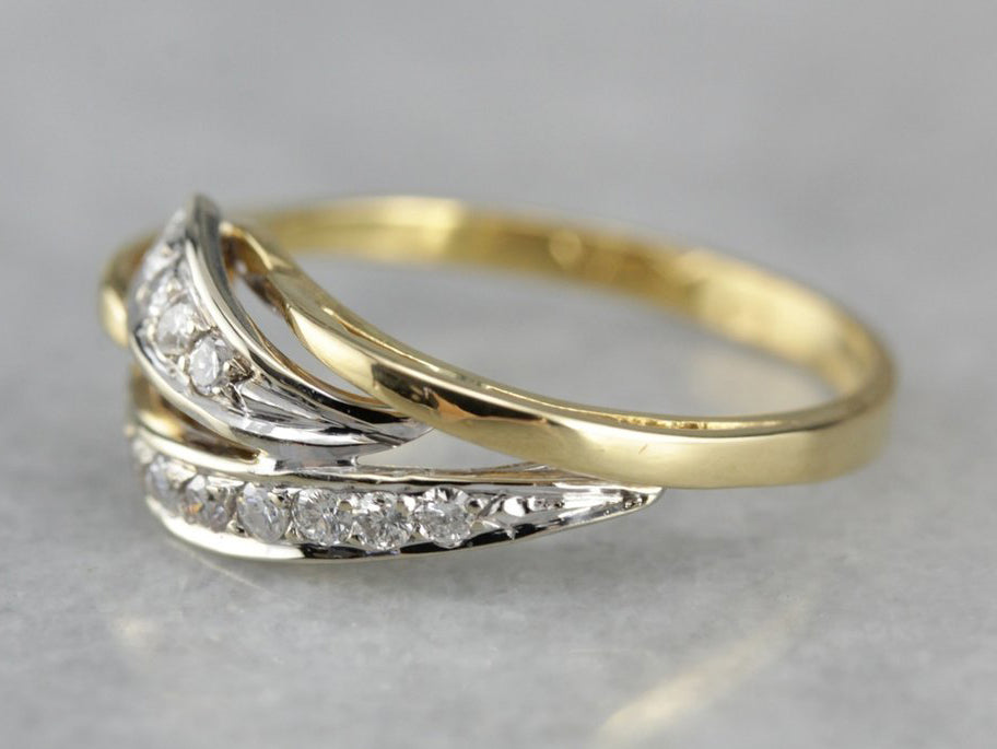 Free Form Abstract Ladies Diamond and Gold Ring