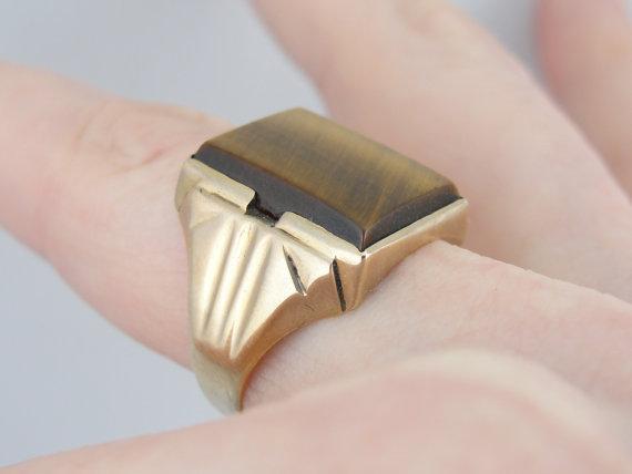 Vintage Mid Century Retro Tiger's Eye Ring