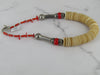 Wood Disc Bead And Coral Necklace