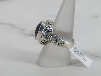 Silver Boho Style Ring With Amethyst Stone
