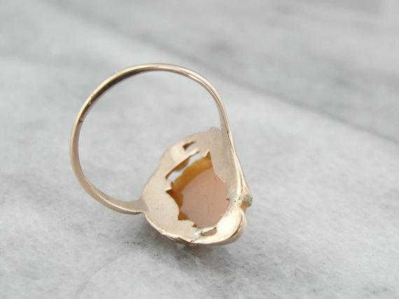 Rose Gold Art Nouveau and Fine Shell Cameo Ring
