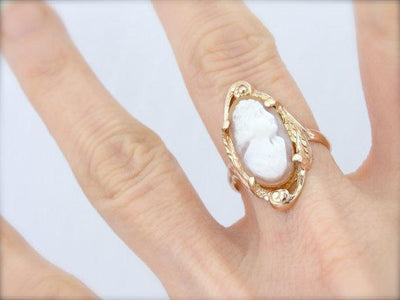 Rose Gold Art Nouveau and Fine Shell Cameo Ring