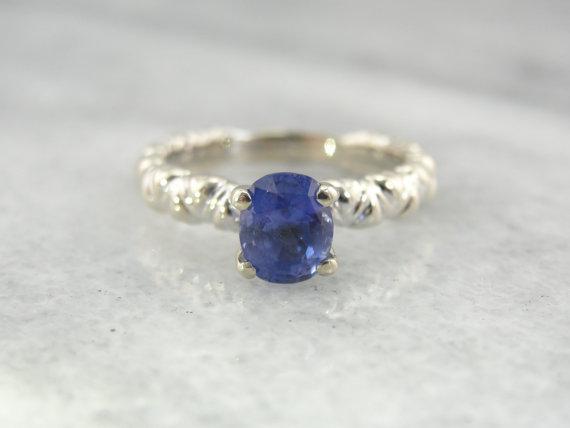 Pale Purple Ceylon Sapphire Geometric Solitaire Engagement Ring