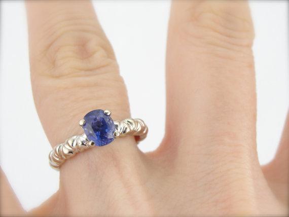 Pale Purple Ceylon Sapphire Geometric Solitaire Engagement Ring