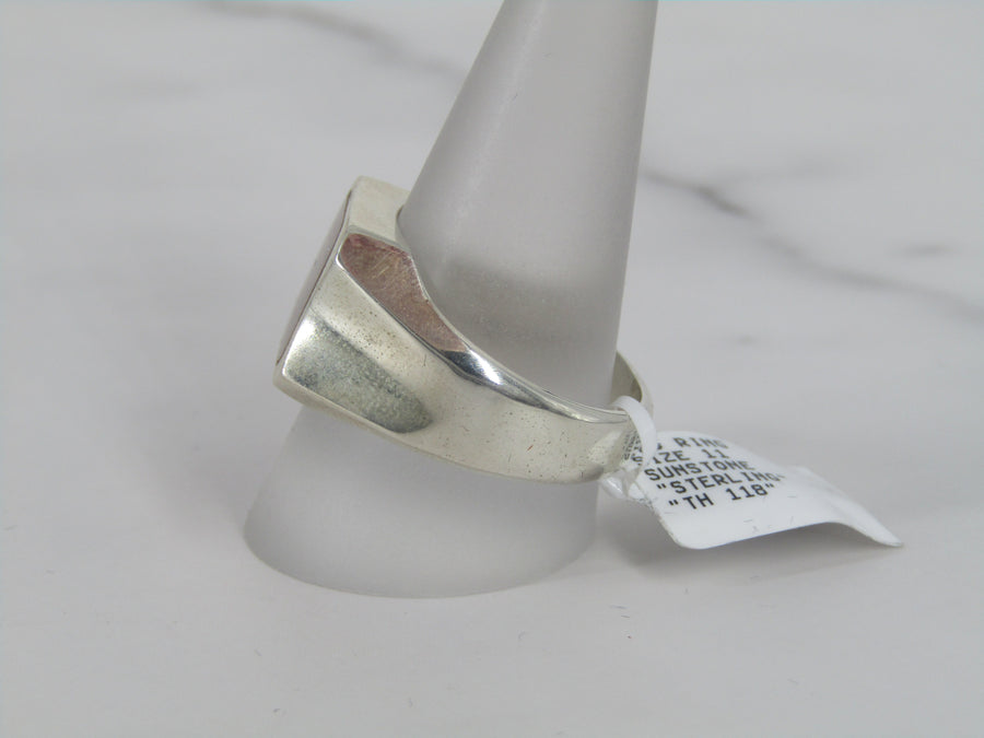 Silver Ring With Sunstone Center