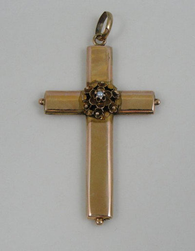 Large Victorian Rose Gold Cross Pendant