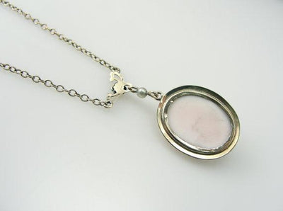 Antique Fine Gold and Pale Pink Shell Lavalier Necklace