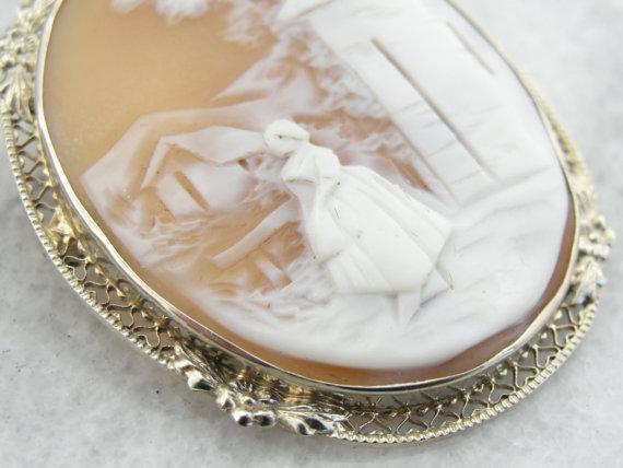 Landscape with Figure Cameo Brooch