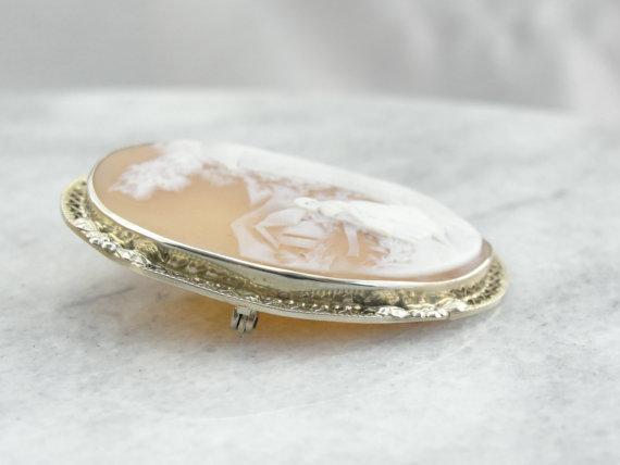 Landscape with Figure Cameo Brooch