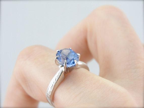 Blue Ceylon Sapphire, Classic Engagement Ring Solitaire
