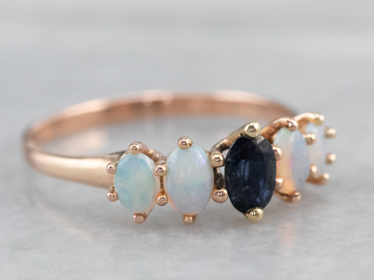 Rose Gold Sapphire and Opal Band