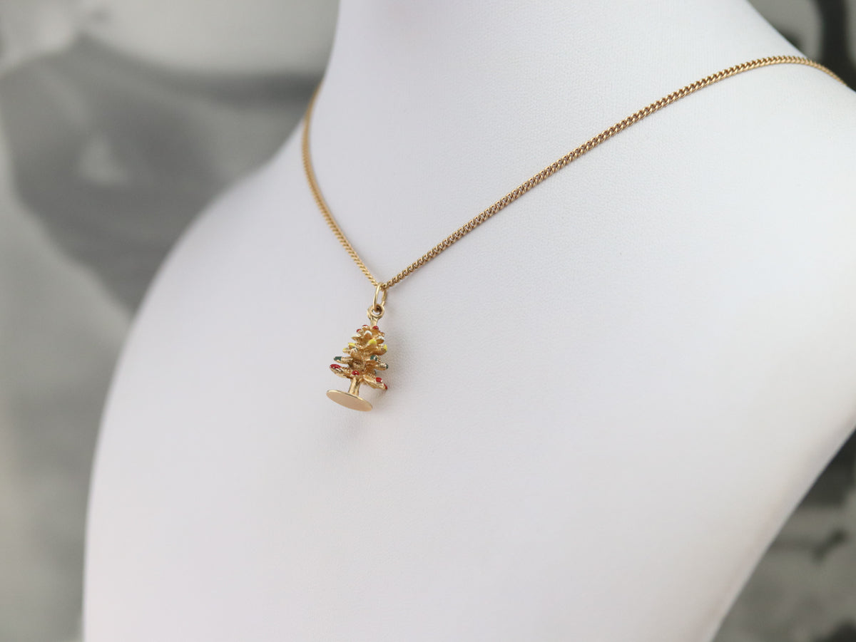 Vintage Enameled Christmas Tree Charm