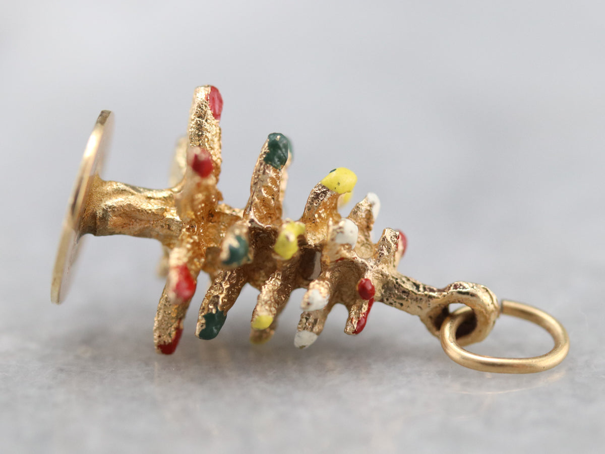 Vintage Enameled Christmas Tree Charm