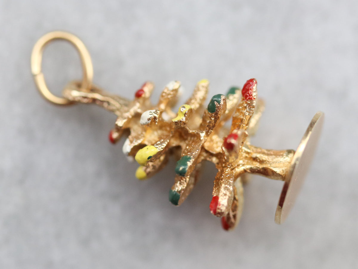Vintage Enameled Christmas Tree Charm