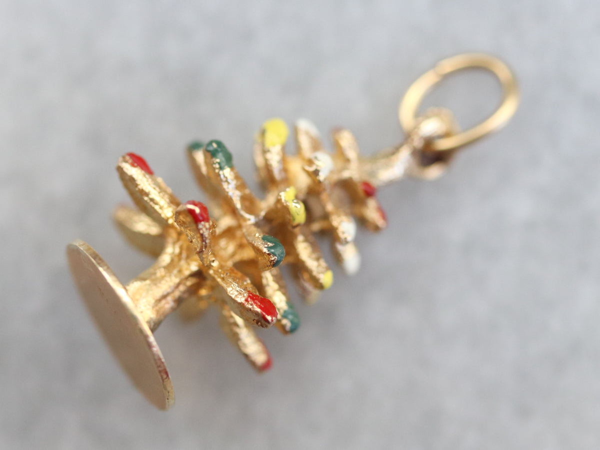 Vintage Enameled Christmas Tree Charm