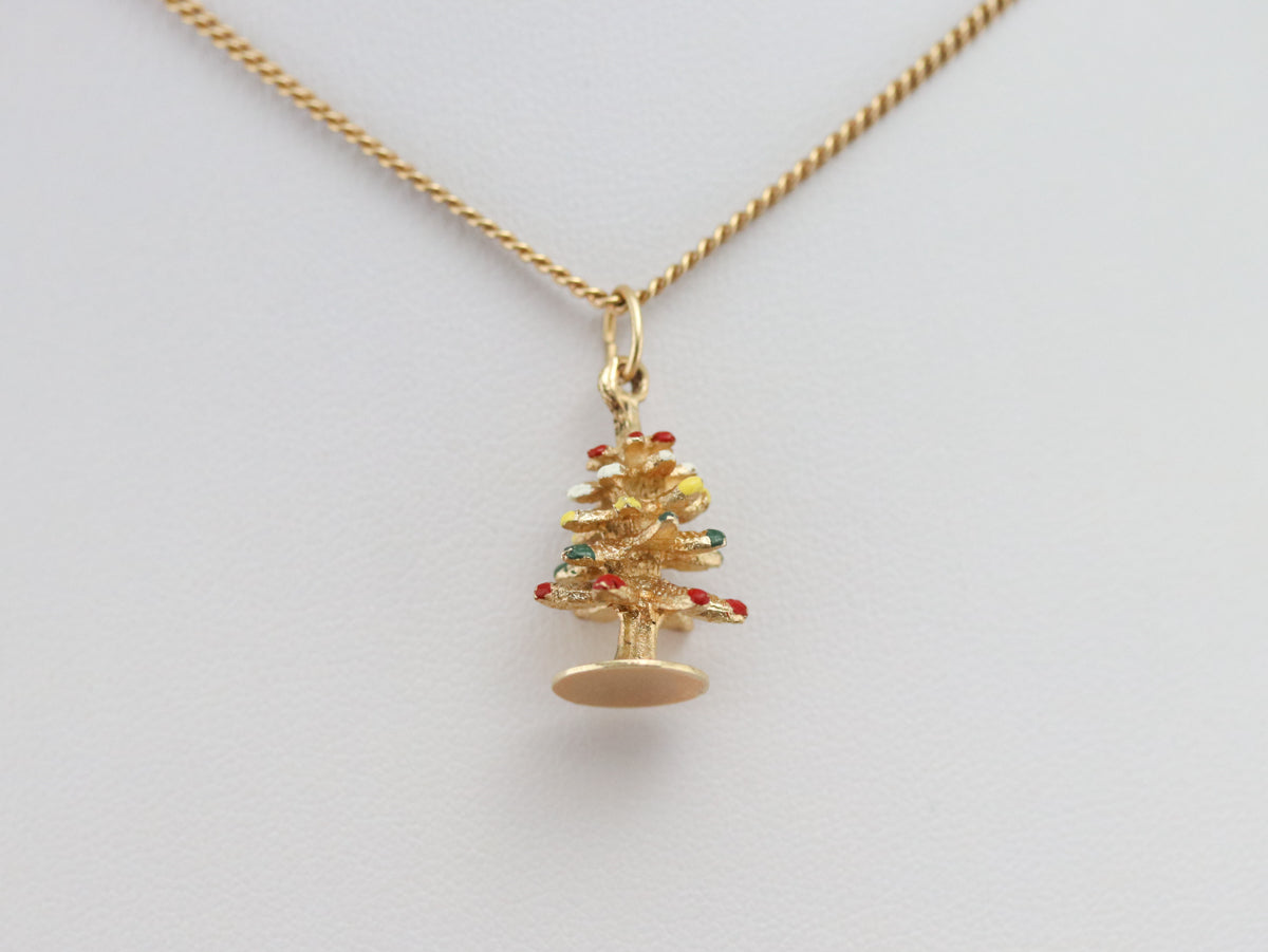 Vintage Enameled Christmas Tree Charm