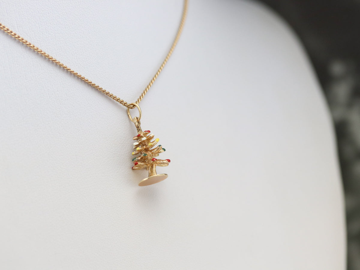 Vintage Enameled Christmas Tree Charm