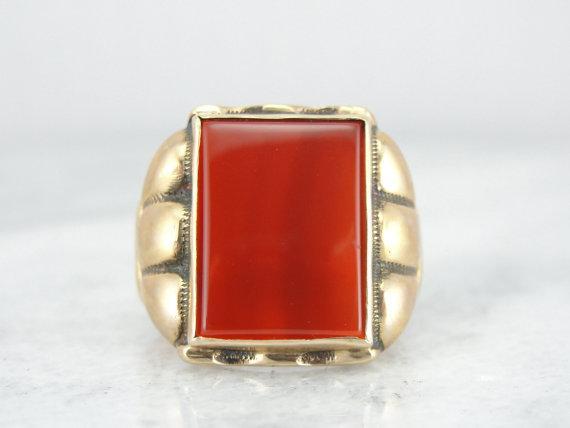 Retro Era Men‚Äôs Carnelian Statement Ring