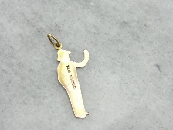 Handsome Blue Pant Police Officer Gold Charm