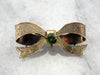 Sweet Antique Bow Brooch with Green Tourmaline