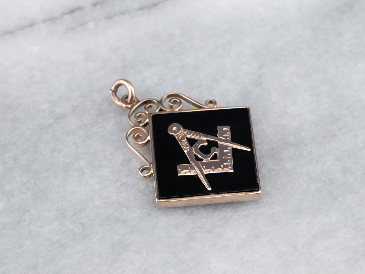 Antique Enamel and Gold Masonic Pendant