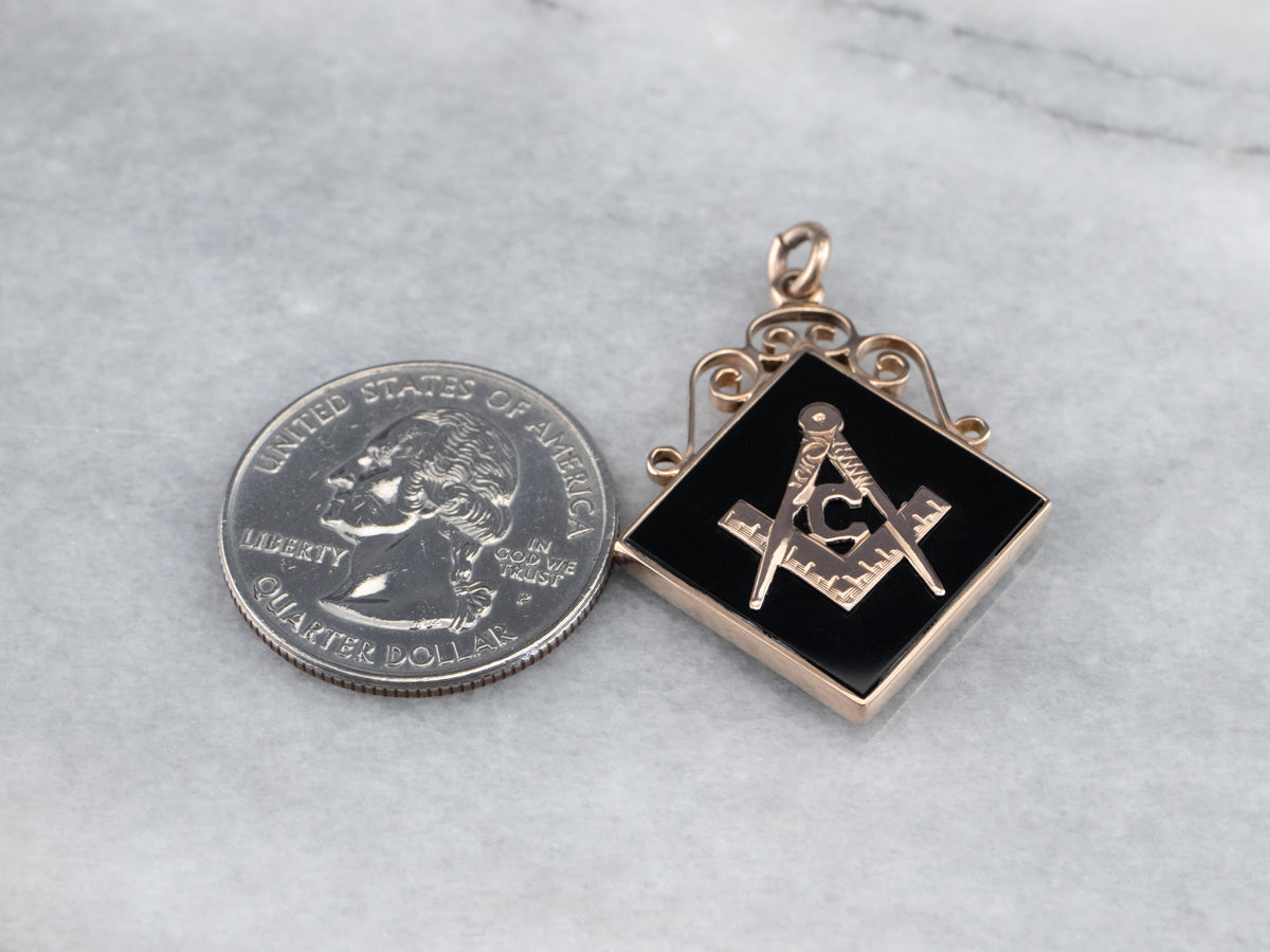 Antique Enamel and Gold Masonic Pendant