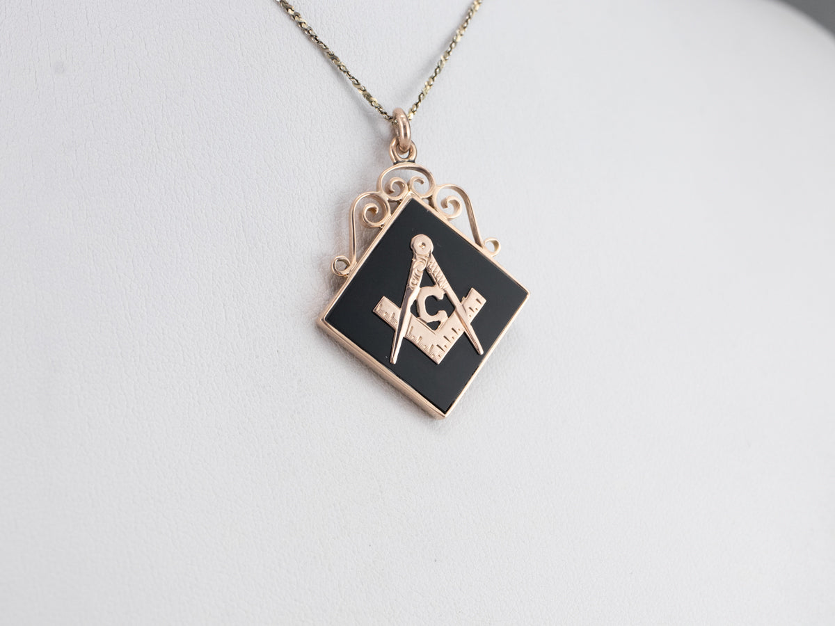Antique Enamel and Gold Masonic Pendant