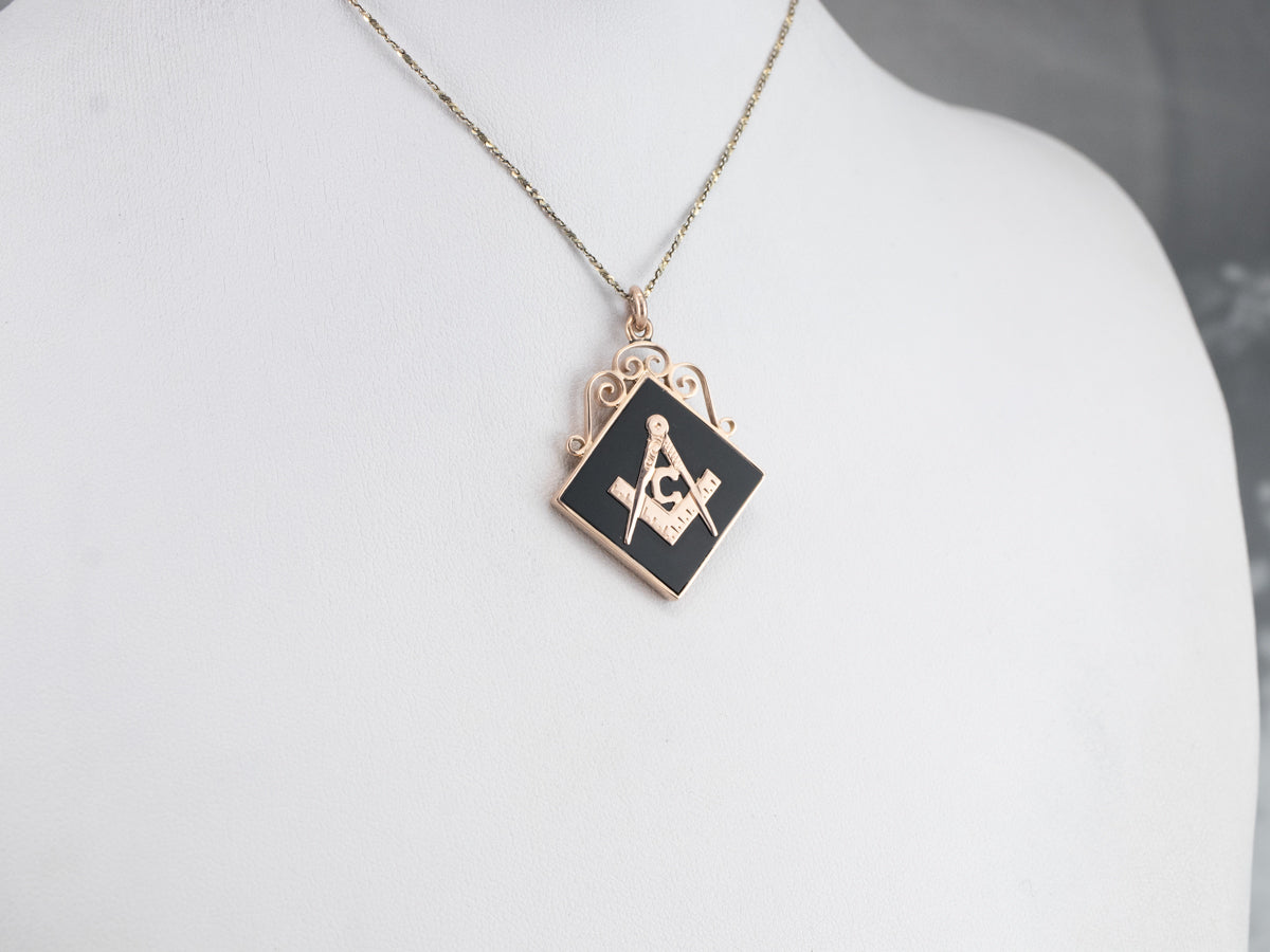 Antique Enamel and Gold Masonic Pendant