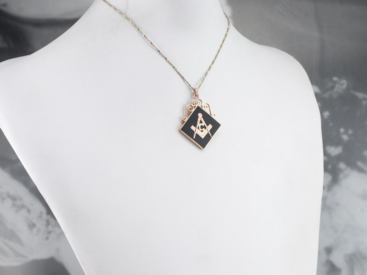 Antique Enamel and Gold Masonic Pendant