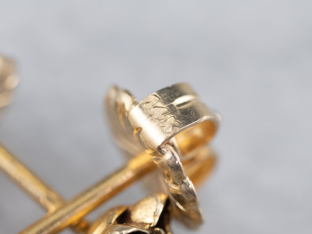 Buttercup Diamond Black Enamel Drop Earrings