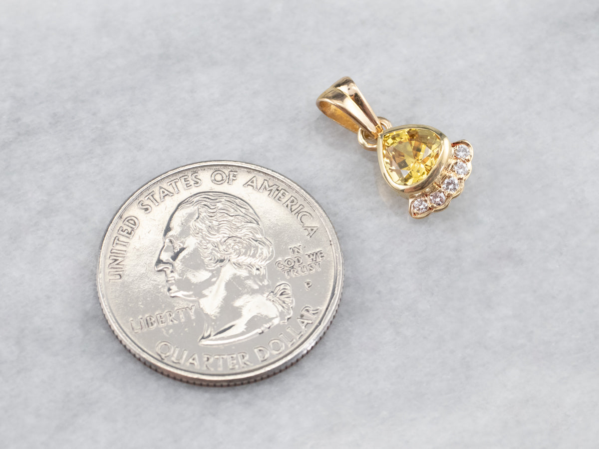 Yellow Sapphire 18K Gold Diamond Pendant