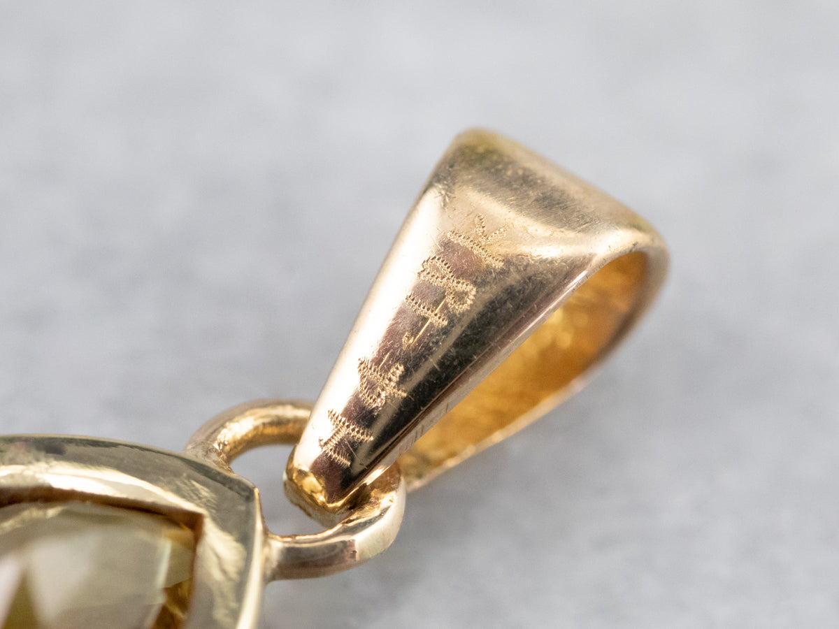 Yellow Sapphire 18K Gold Diamond Pendant